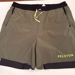 Peloton Men's Khaki and Black Athletic Shorts